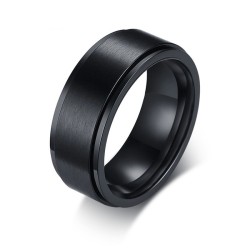 Anillo spinner negro para hombre en acero inoxidable