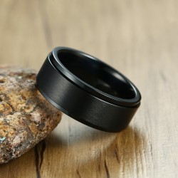 Anillo spinner negro para hombre en acero inoxidable