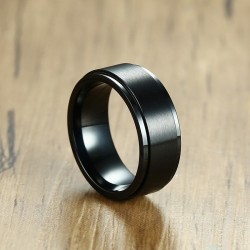 Anillo spinner negro para hombre en acero inoxidable