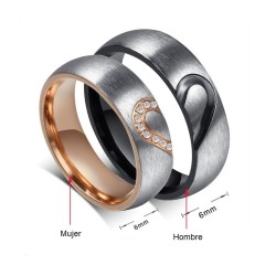 Argollas de matrimonio corazón en acero inoxidable