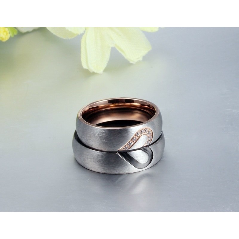 Argollas de matrimonio corazón en acero inoxidable