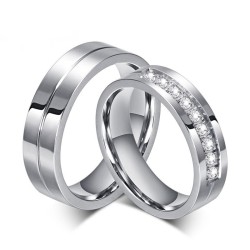 Argollas de matrimonio con zirconias en acero inoxidable