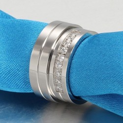 Argollas de matrimonio con zirconias en acero inoxidable