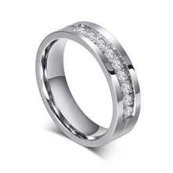 Argollas de matrimonio con zirconias en acero inoxidable