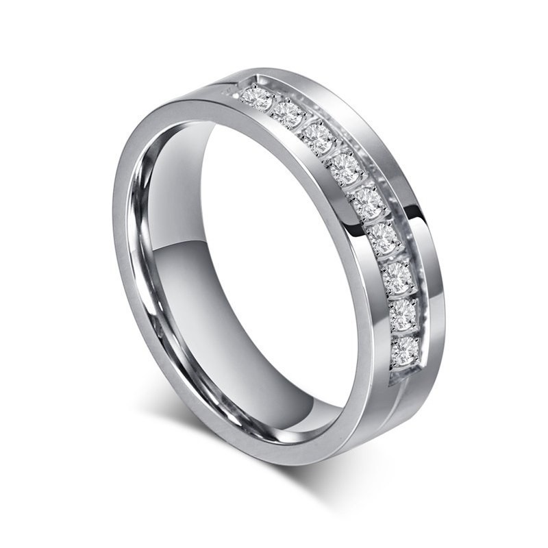 Argollas de matrimonio con zirconias en acero inoxidable