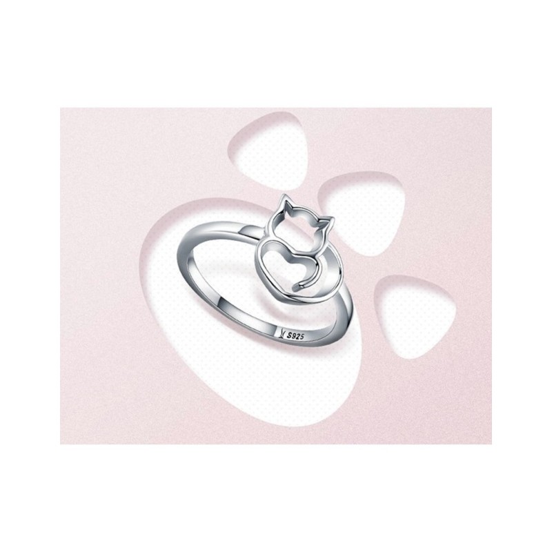 Anillo silueta de gato en plata