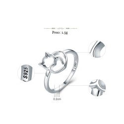Anillo silueta de gato en plata