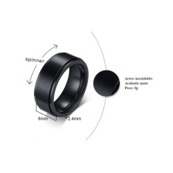 Anillo spinner negro para hombre en acero inoxidable