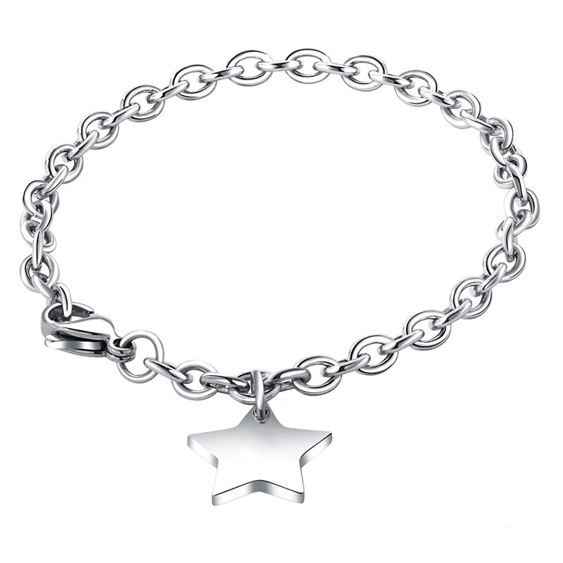 Brazaletes pulseras para pareja estrella personalizable en acero inoxidable