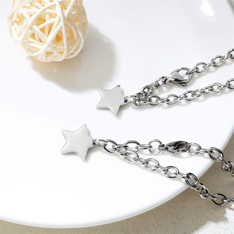 Brazaletes pulseras para pareja estrella personalizable en acero inoxidable
