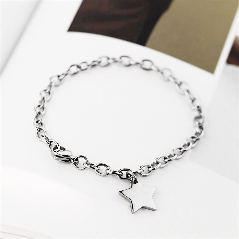 Brazaletes pulseras para pareja estrella personalizable en acero inoxidable