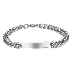 Brazaletes plateados para parejas grabados en acero inoxidable