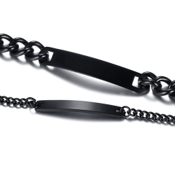 Brazaletes negros para parejas grabados en acero inoxidable