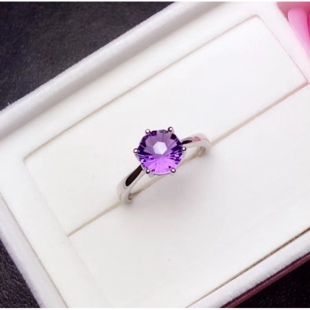 Anillo de compromiso amatista en plata