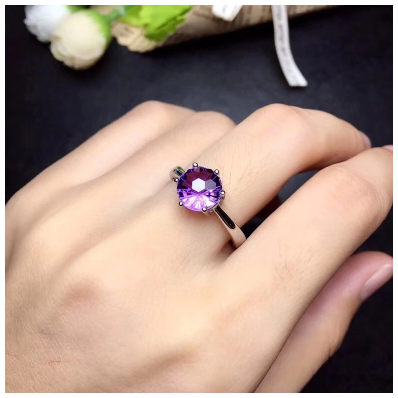 Anillo de compromiso amatista en plata