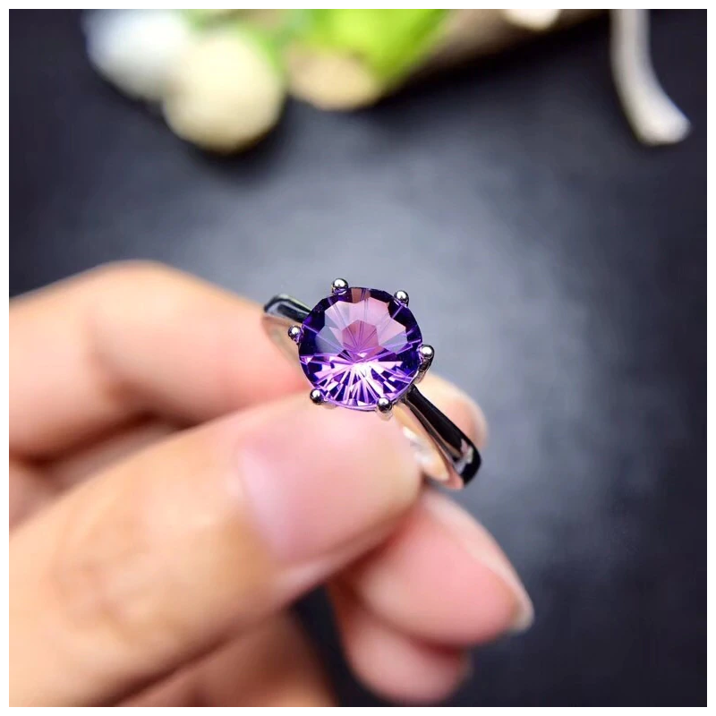 Anillo de compromiso amatista en plata