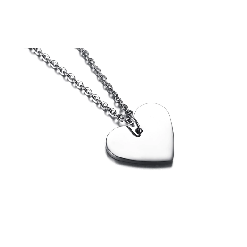 Collar con dijes para pareja de fichas de corazón en acero inoxidable