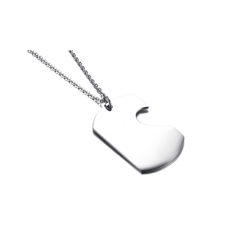 Collar con dijes para pareja de fichas de corazón en acero inoxidable