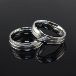 Argollas de matrimonio franjas deluxe en acero inoxidable