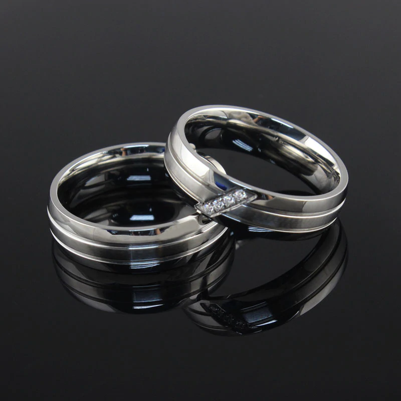 Argollas de matrimonio franjas deluxe en acero inoxidable