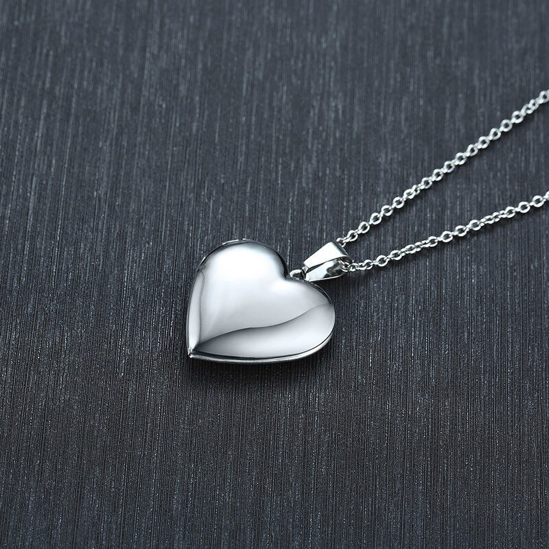 Collar relicario corazón acero inoxidable grabado texto