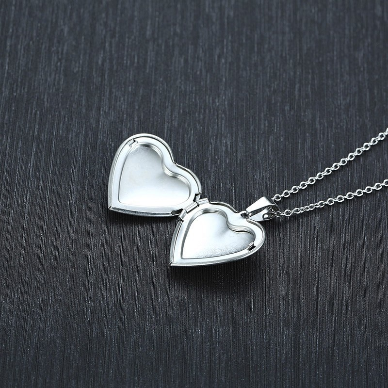 Collar relicario corazón acero inoxidable grabado texto