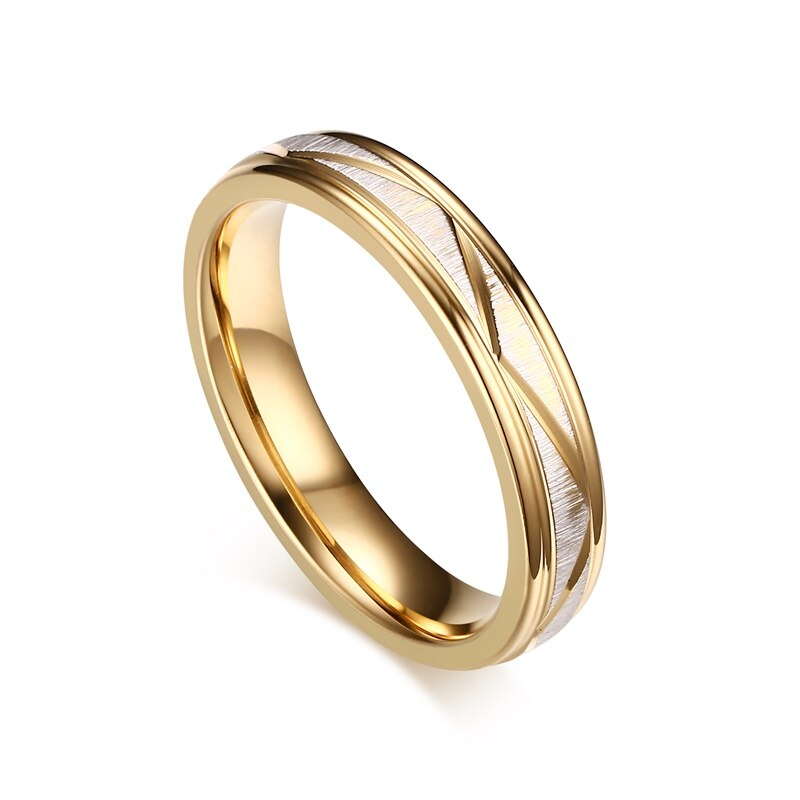 Argollas de matrimonio dorado con textura mate en acero inoxidable
