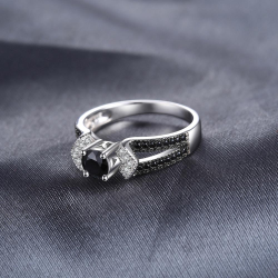 Anillo de compromiso gema negra en plata