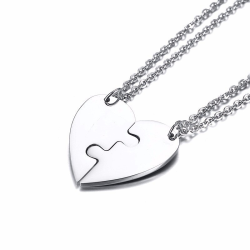 Collares para pareja personalizables rompecabezas de corazón en acero inoxidable