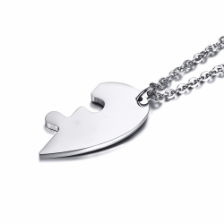 Collares para pareja personalizables rompecabezas de corazón en acero inoxidable
