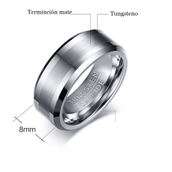 Argolla para hombre terminado mate en tungsteno