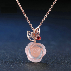 Juego en plata rosa primaveral de cuarzo