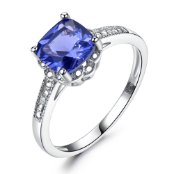 Anillo de compromiso piedra nano tanzanita en plata