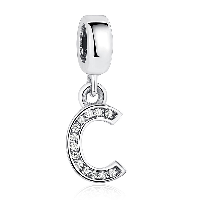 Dije con collar de letra inicial en plata