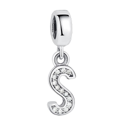 Dije con collar de letra inicial en plata