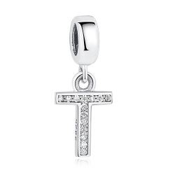 Dije con collar de letra inicial en plata