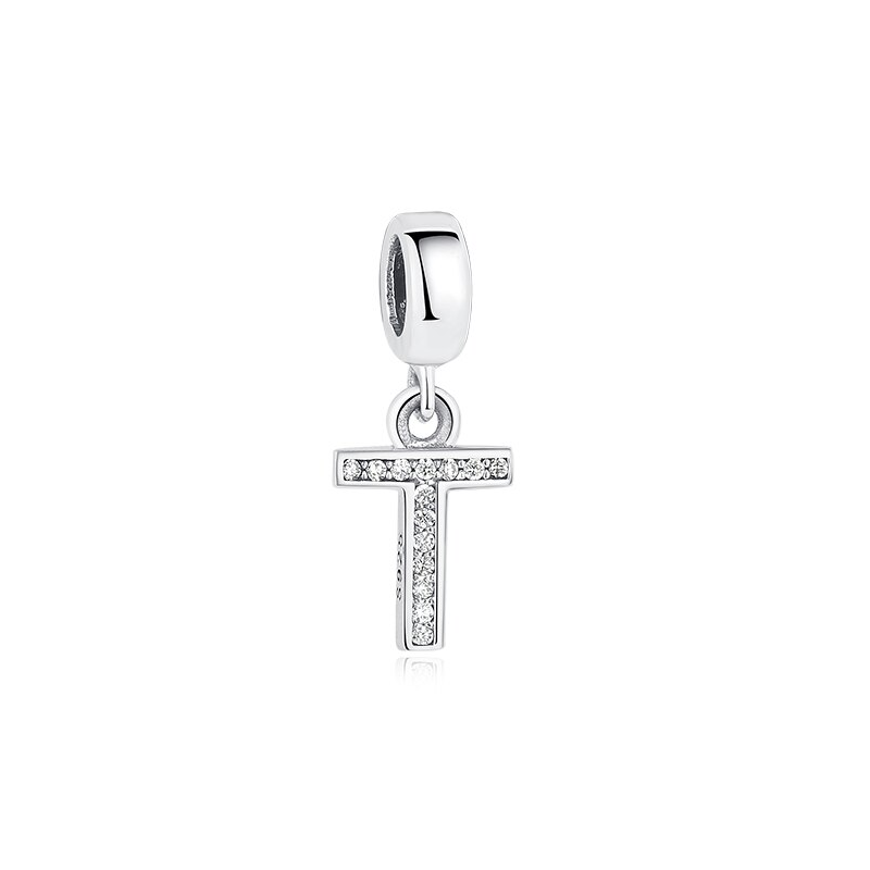 Dije con collar de letra inicial en plata