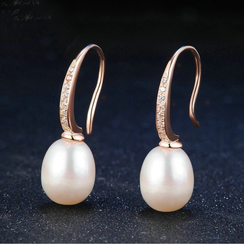 Aretes gota de perla en plata