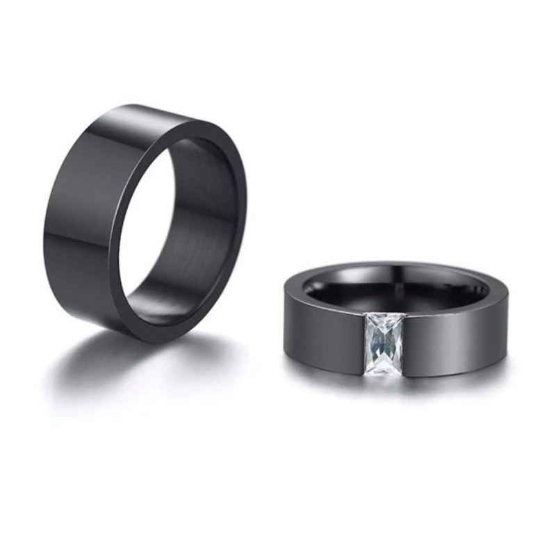 Argollas de matrimonio zirconia en acero inoxidable
