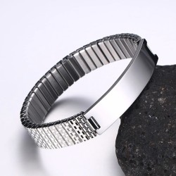 Brazalete Elástico Para Hombres Personalizado En Acero Inoxidable