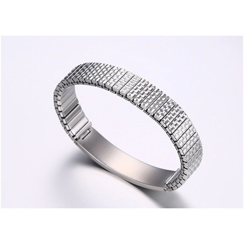 Brazalete Elástico Para Hombres Personalizado En Acero Inoxidable