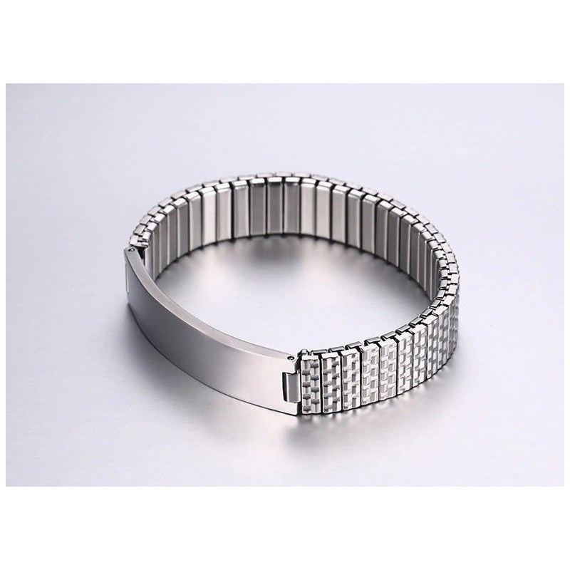 Brazalete Elástico Para Hombres Personalizado En Acero Inoxidable