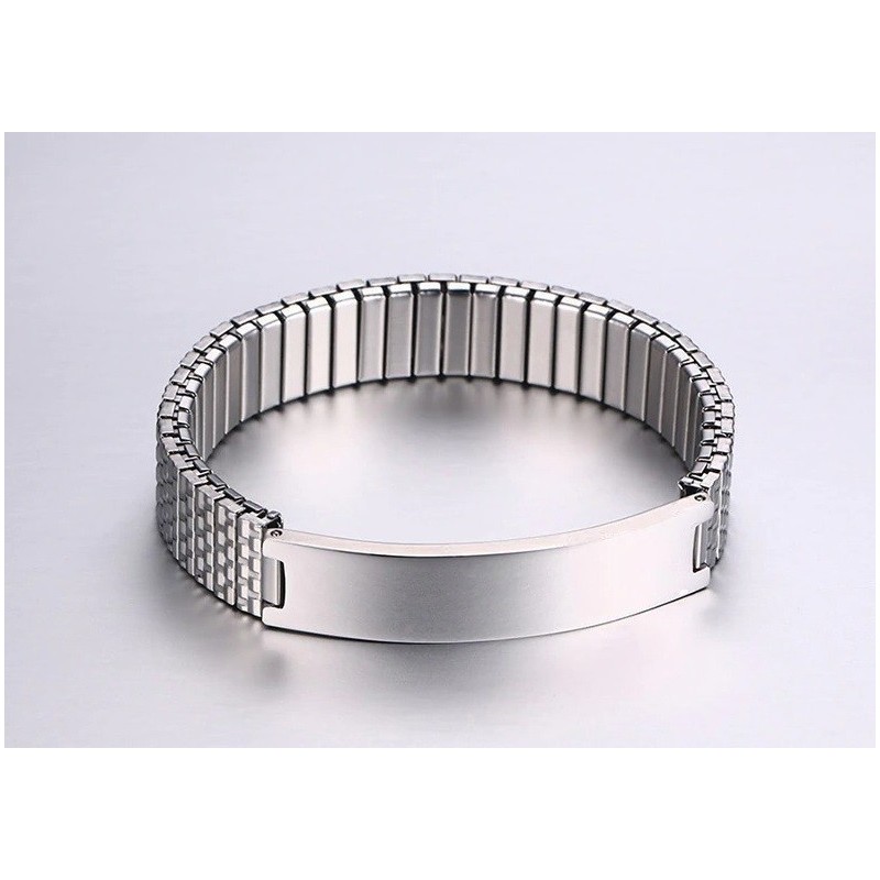 Brazalete Elástico Para Hombres Personalizado En Acero Inoxidable