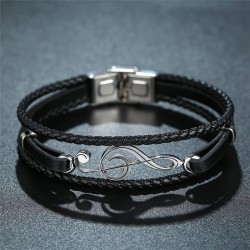 Brazalete para hombres nota musical en acero inoxidable