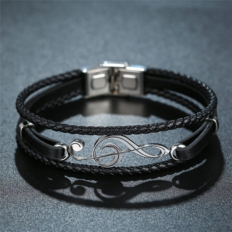 Brazalete para hombres nota musical en acero inoxidable