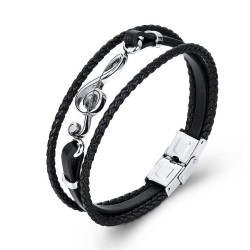 Brazalete para hombres nota musical en acero inoxidable