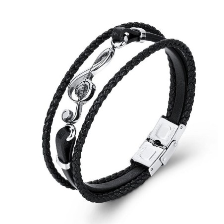 Brazalete para hombres nota musical en acero inoxidable