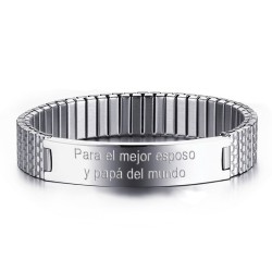 Brazalete Elástico Para Hombres Personalizado En Acero Inoxidable