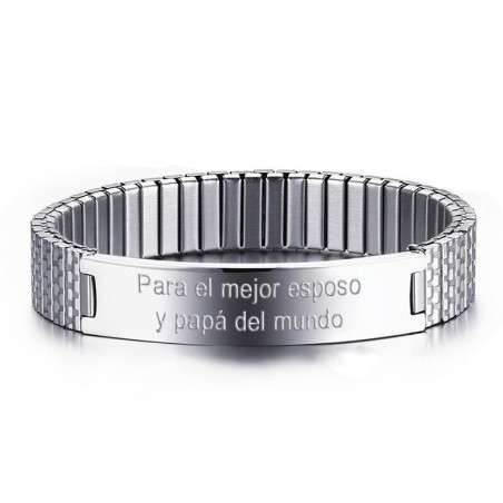 Brazalete Elástico Para Hombres Personalizado En Acero Inoxidable