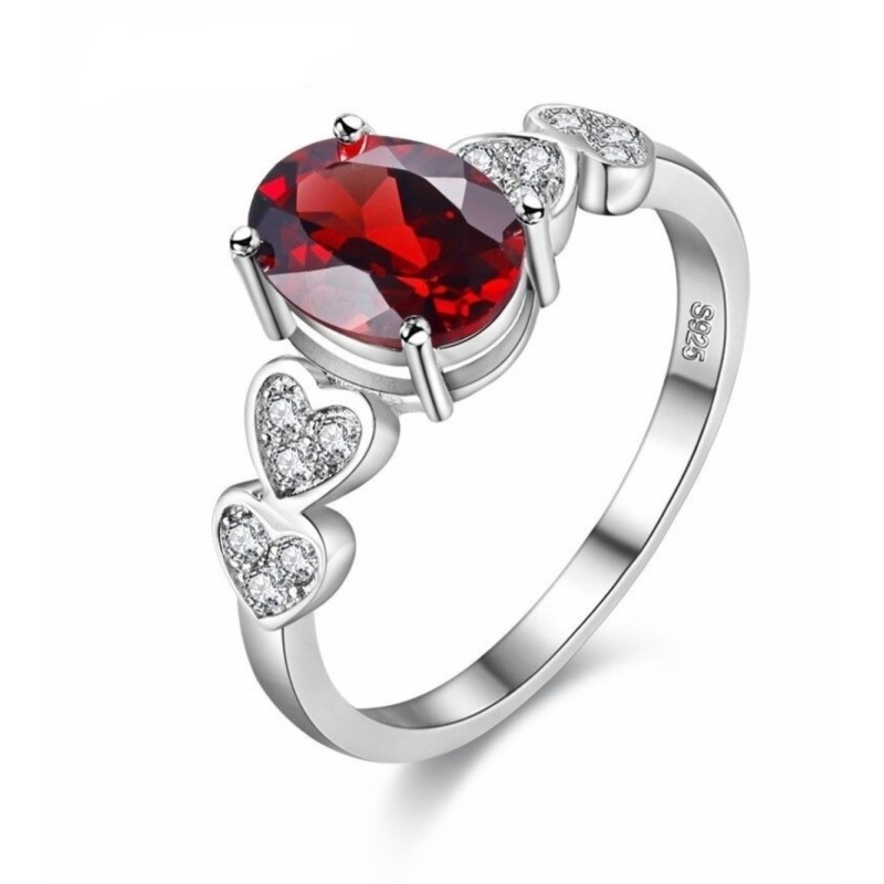 Anillo de compromiso en plata con zafiro